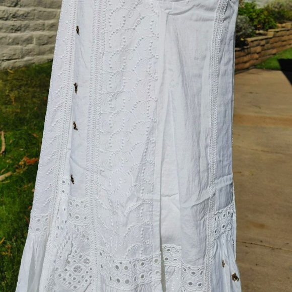 NWT Anthropologie Leifnotes Eyelet Embroidered Hand Beaded Assymetric Dress. 2 - Picture 9 of 11